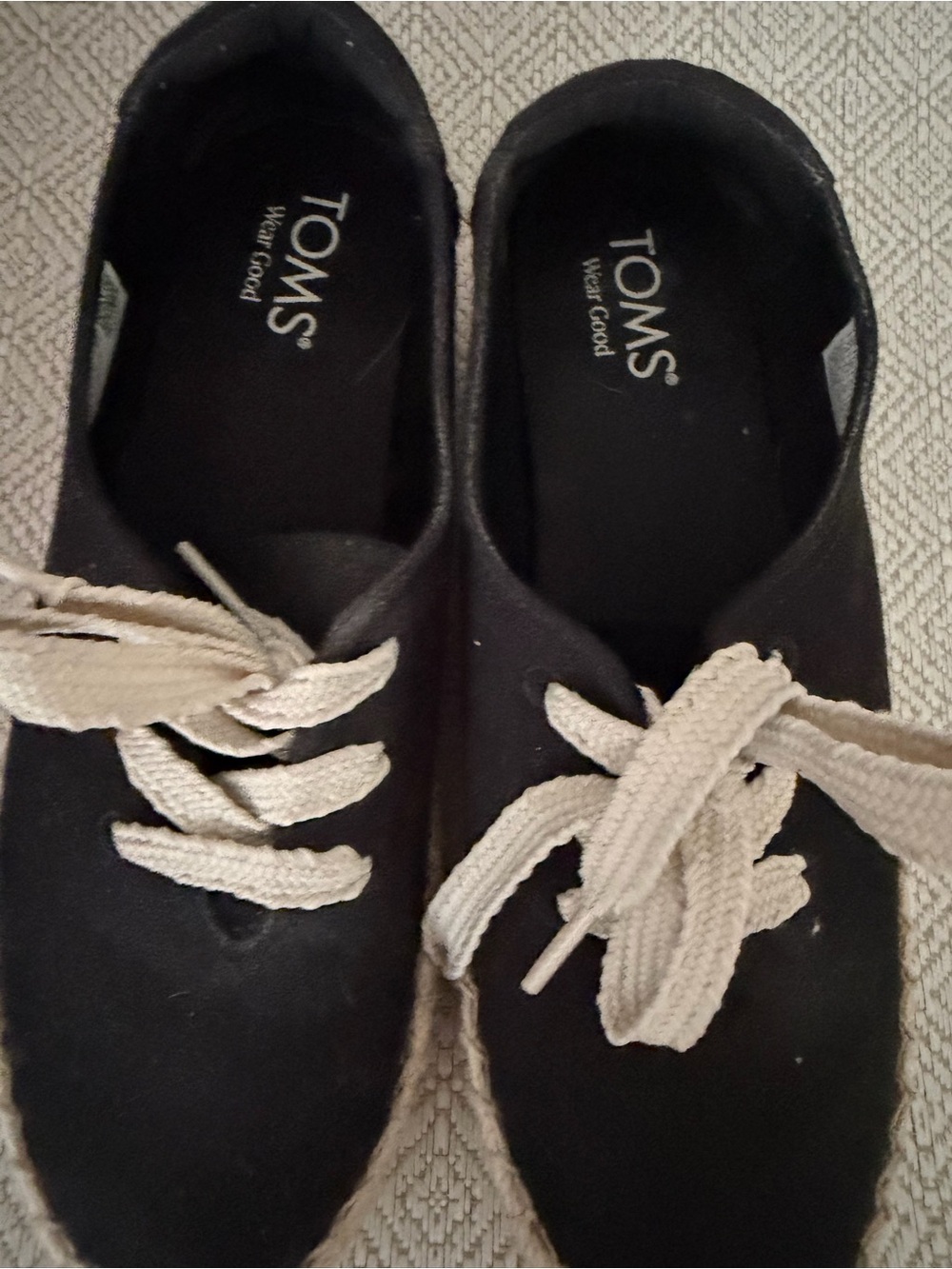 TOMS Black Canvas Lace-Up Sneakers with Cream Laces